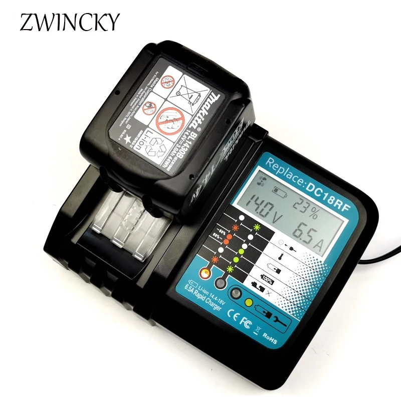 ZWINCKY Hot 6.5A/3A Battery Charger For Makita 14.4V 18V BL1830 Bl1430 DC18RC DC18RF EU Plug cooling and high quality