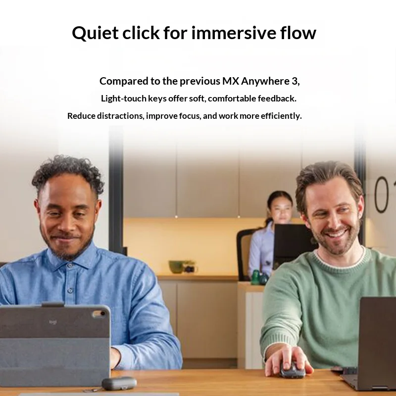 ماوس Logitech MX Anywhere 3S ذو أداء مدمج، تصميم مريح، قابل لإعادة الشحن، سريع التمرير لأجهزة الكمبيوتر المحمول Mac
