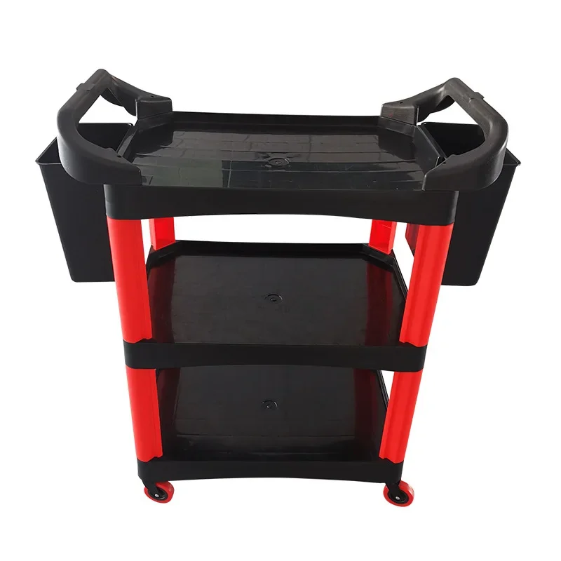 Beauty Tool Cart with Wheels Car Wash Handcart 3-Layer Multi-functional Trolley Storage Utility Mechanical Workshop Trolley