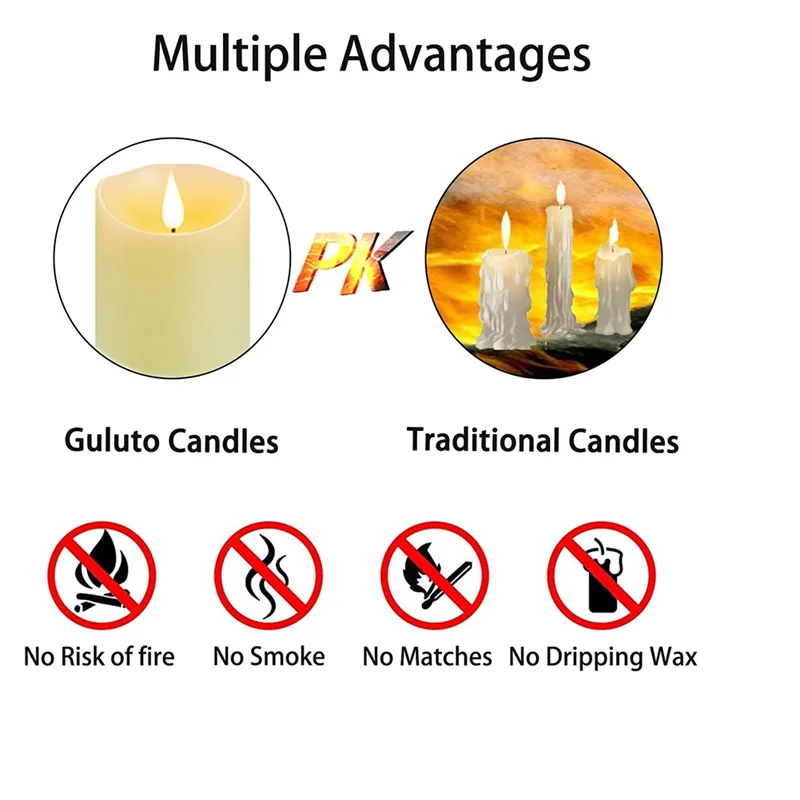 Velas sem chama ABKP-3 "X 7" com bateria recarregável, velas eletrônicas LED para casamento, Halloween, Natal