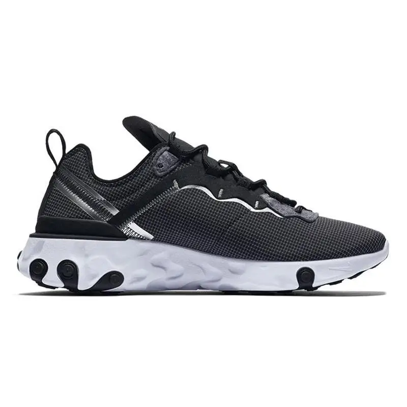 Nike React Element 55 Black Metallic Silver Sneakers shoes CQ4600-071 With Original Box