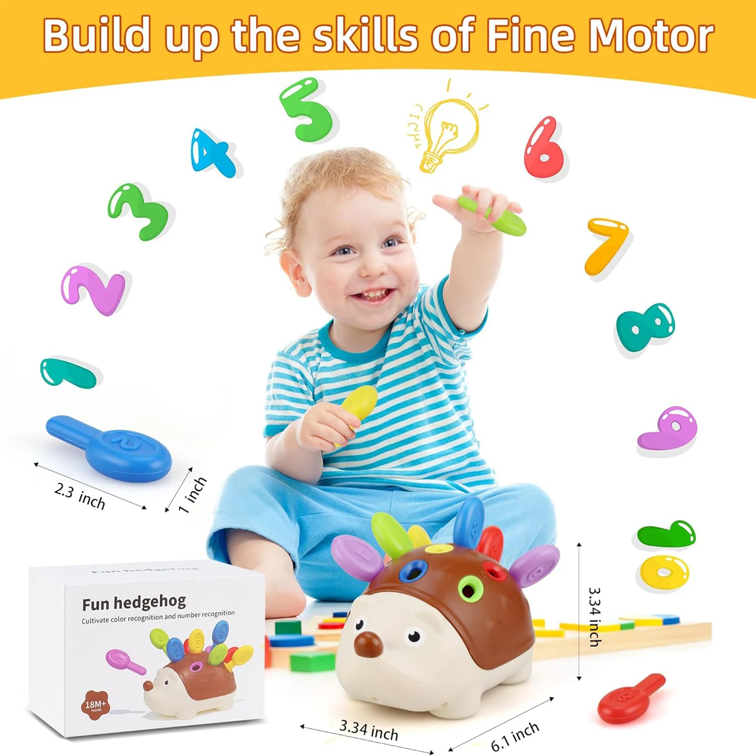 Fine Motor Toys for Toddlers, Hedgehog Montessori Learning Educational Counting & Sorter Toy, Baby Sensory Gifts for Kids