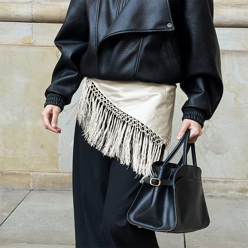 Trendix Fashion Tassel Skirt For Women 2026 Summer High Waist Asymmetry Tassel Scarf Street Commute Vacation Party Mini Skirts