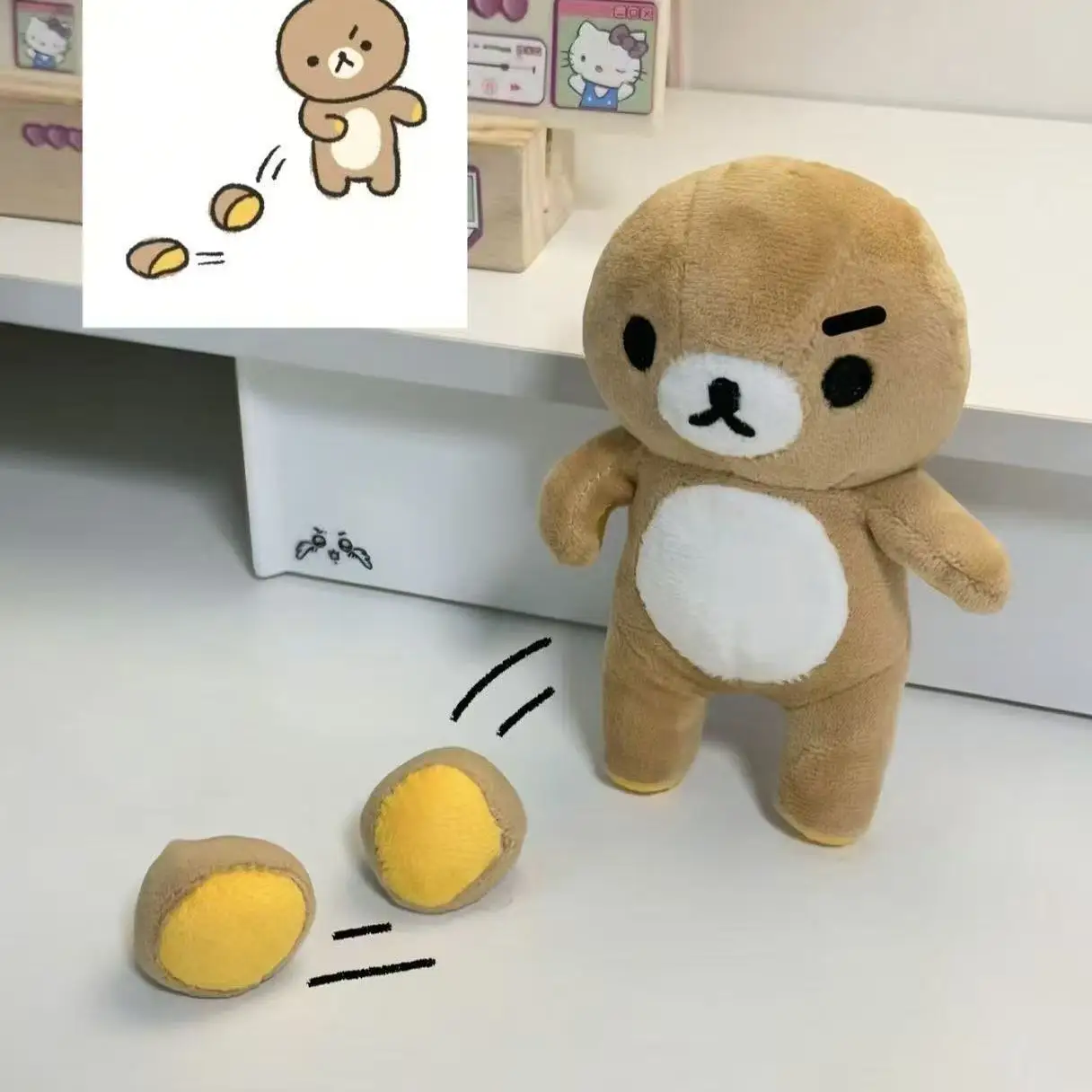 New Rilakkuma Soft Plush Doll Stuffed Bear Toy Detachable Ears Kawaii Japanese Style Home Decoration Birthday Gift For Female