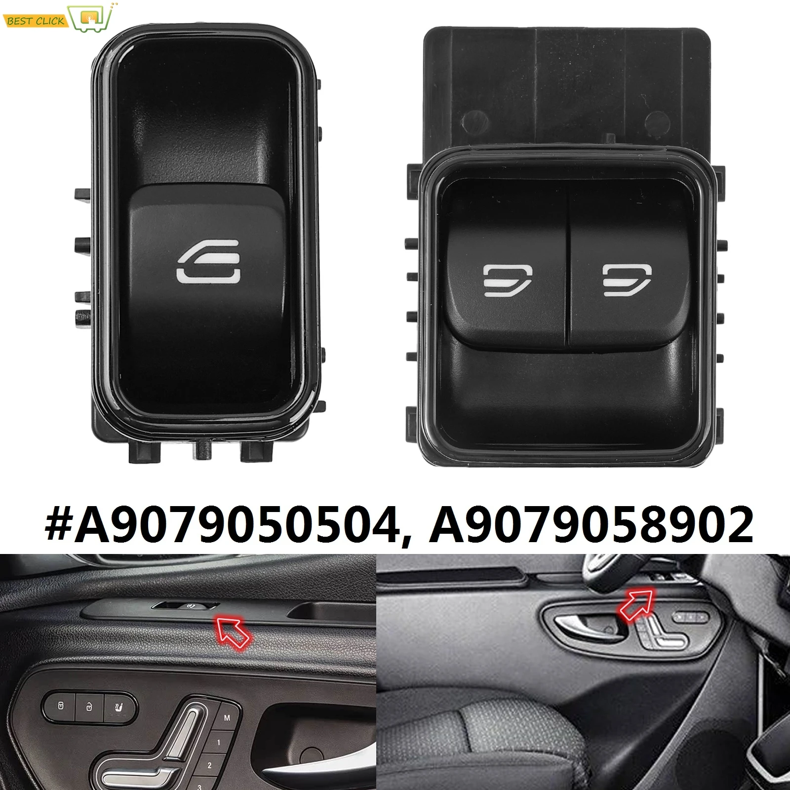 Window Control Switch Button For Mercedes Sprinter W907 W910 2018-2022 Passenger Driver Side A9079058902 A9079050504