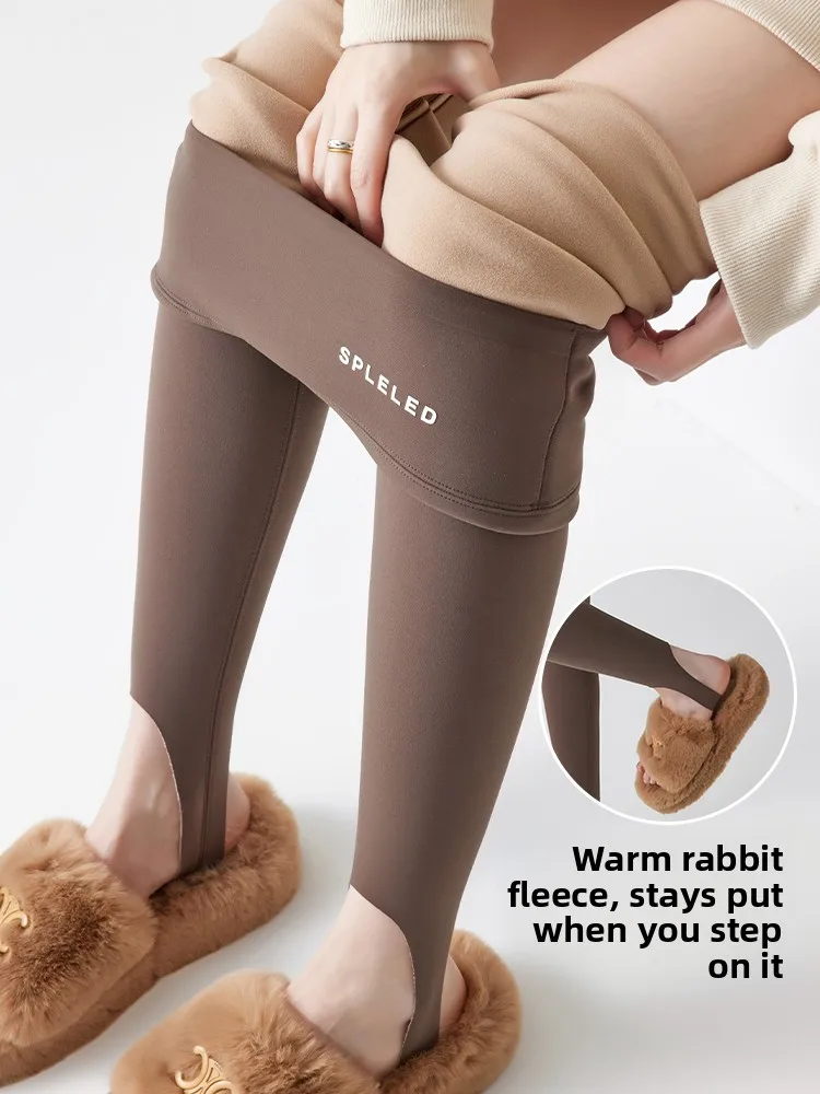 

High Waist Yoga Pants Deep Coffee Color Fce Lined Footed Tightening Butt Lifting Casual Long Pants Nylon Spandex Blend