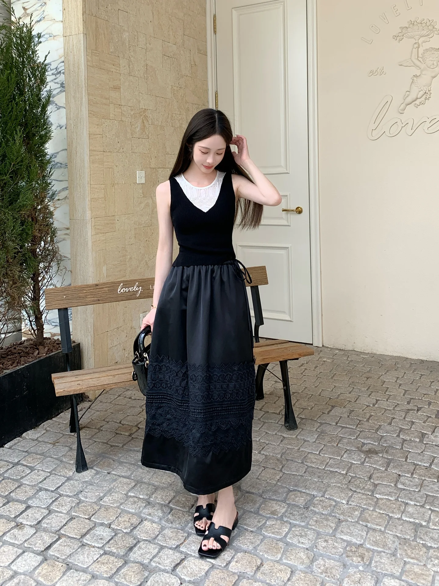 

Юбка Audrey Miss в стиле ретро с кружевом и высокой талией, женская однотонная летняя новая модель, свободного кроя, А-силуэт, для повседневной носки