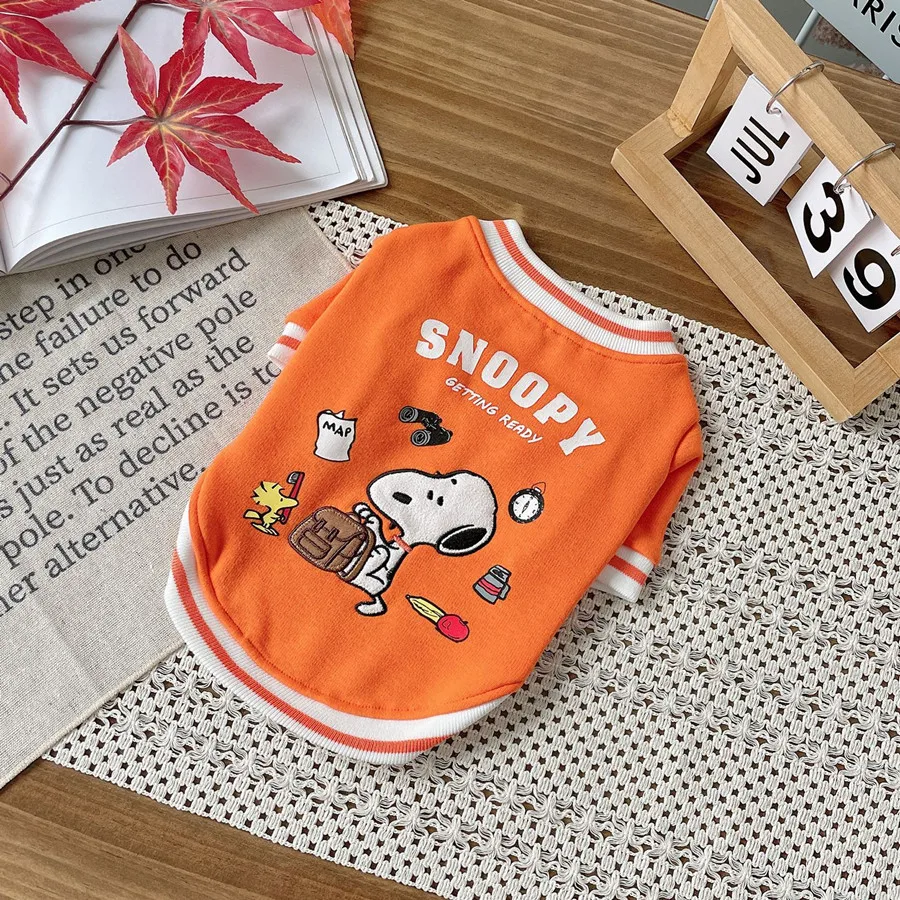 

snoopy Spring Autumn New Dog Sports Wear Baseball Wear Hoodie coat Winter Warm Pet Dog Clothes Two-legged Printed Pet Dog Jacket