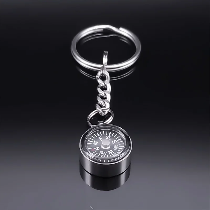 Mini Survival Tool Outdoor Compass Key Chain for Women Men Stainless Steel Navigator Compasses Key Ring Jewelry Gifts K6133S08