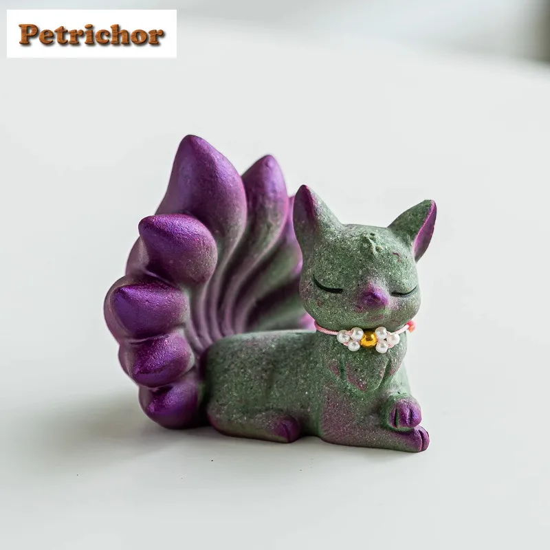 

Маленький дух лисы зеленый песчаник чайный питомец ручной работы счастливая модель чайная фигурка игровые игрушки чайная статуя украшения настольные аксессуары