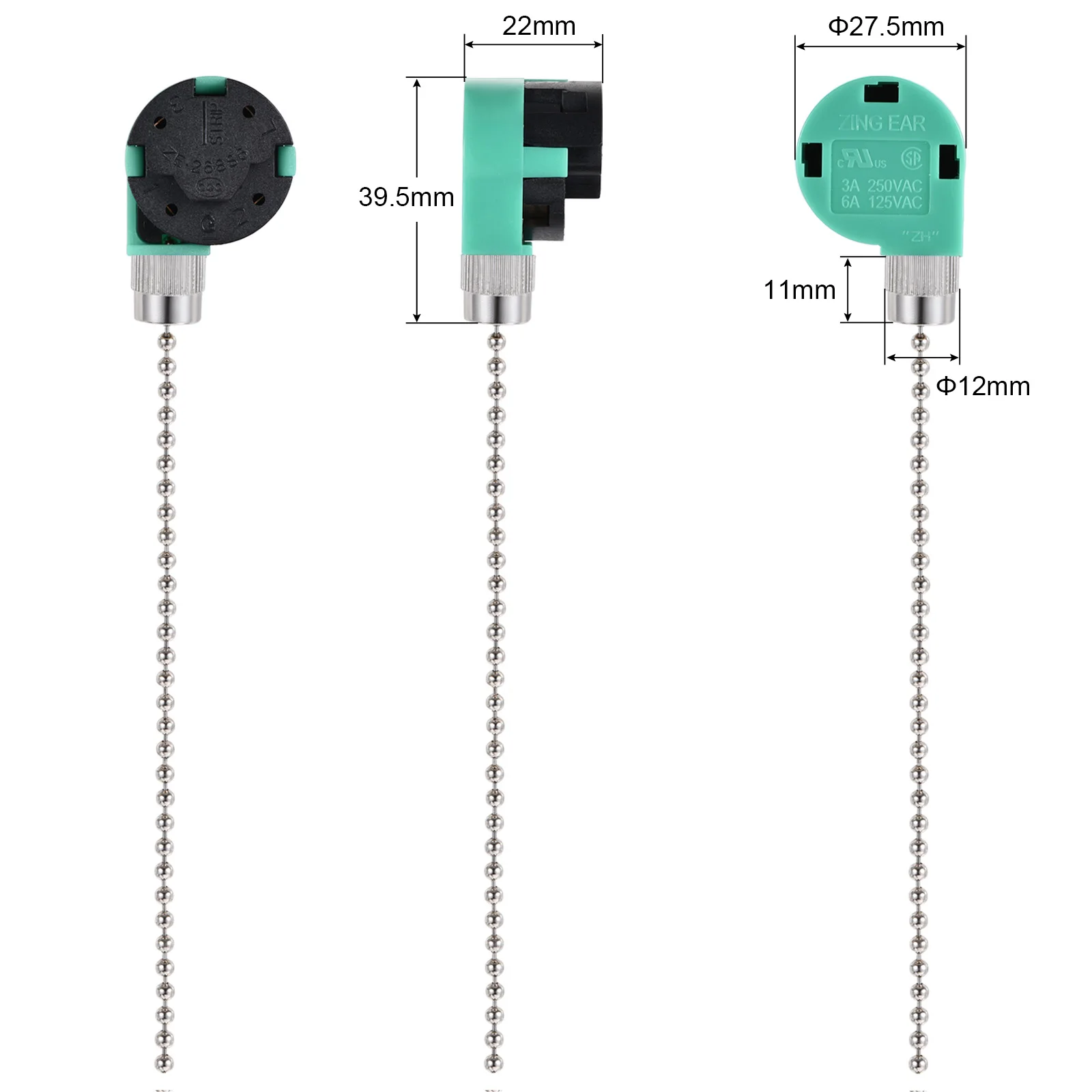 1/2Pcs Ceiling Fan Switch 3 Speed 4 Wire ZE-268S6 Fan Pull Chain Switch Replacement Speed Control Switch with Extension String