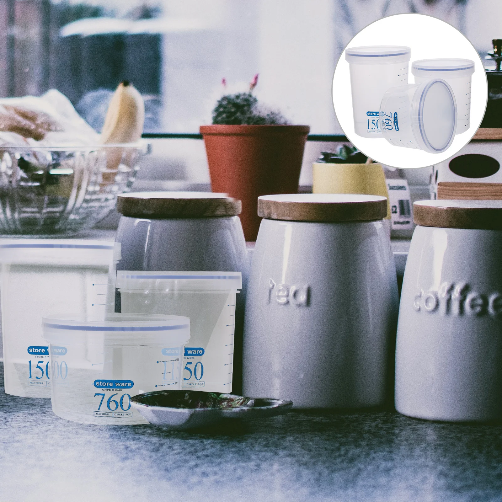 

3Pcs Food Storage Jars Airtight Kitchen Containers for Grain Rice Cereal Pasta Flour Storage Grain Jar