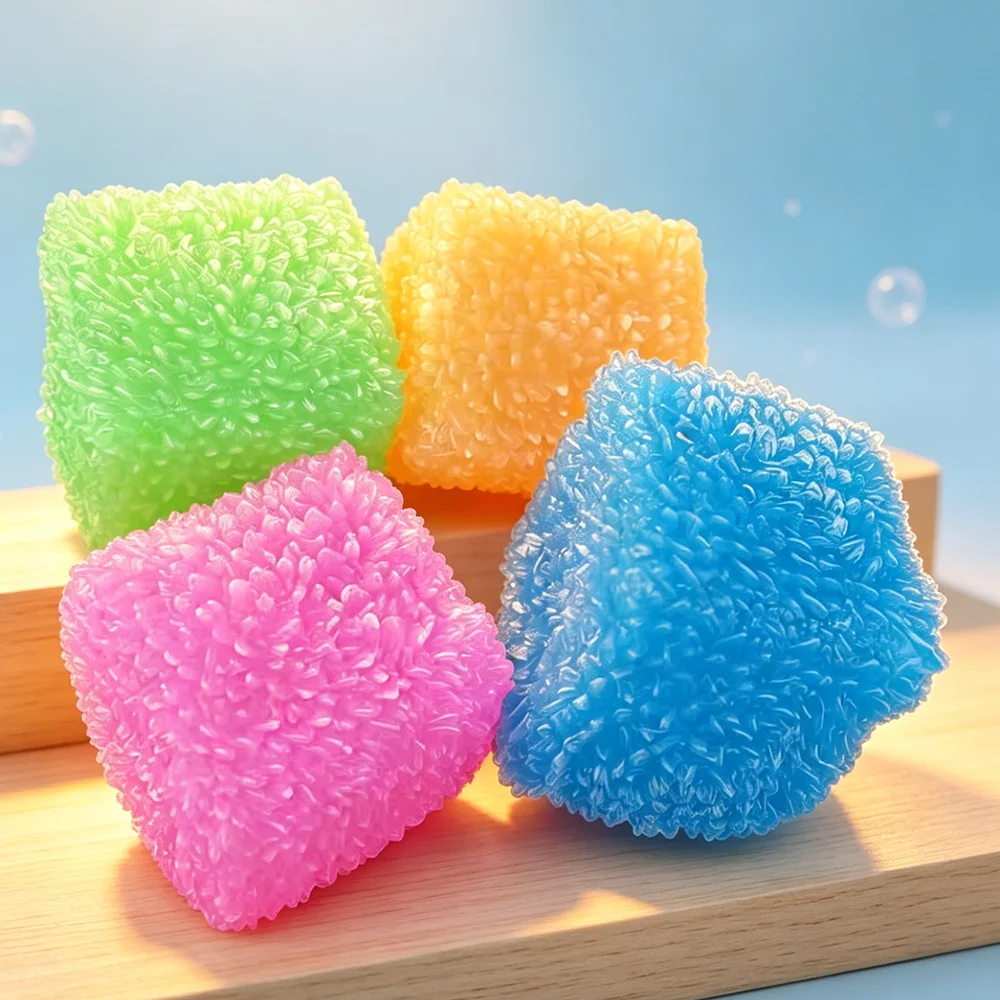 Multi-Color Spiky Cube Squeeze Toy Soft Slow Rebound Stretchy Stress Relief Fidget Toy Bumpy Texture Anti-Anxiety Toy Adult Gift