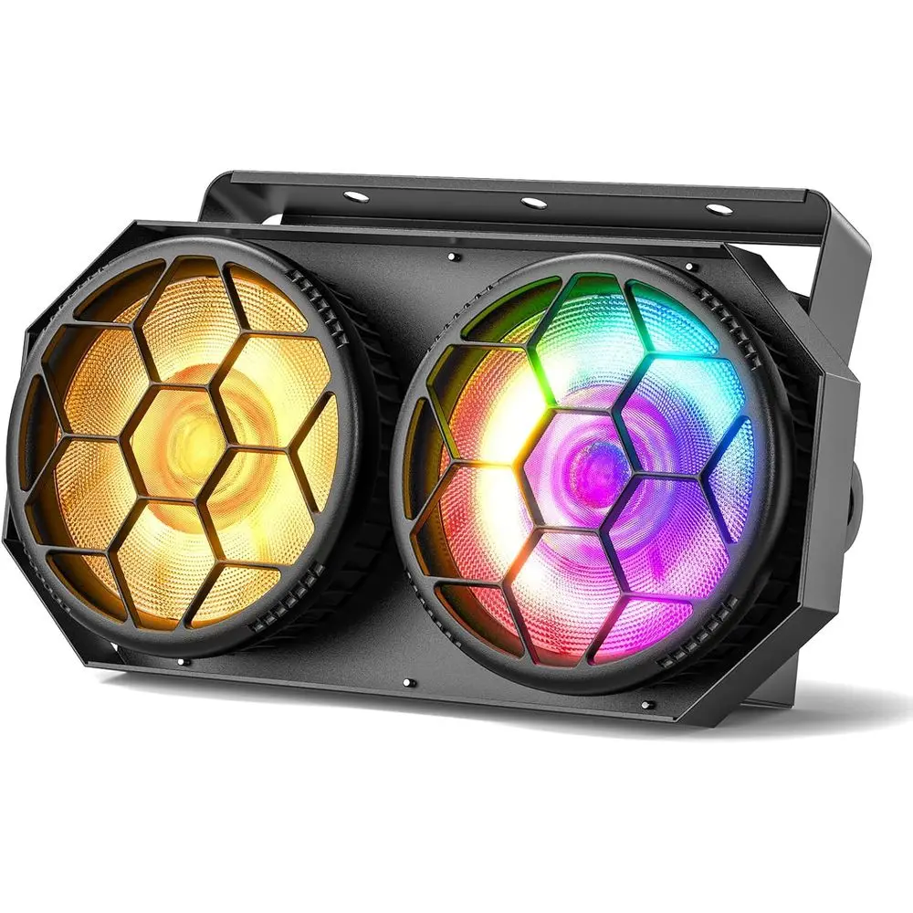 

Сценические прожекторы, 2x100W теплый/холодный белый COB-светильник Par Light и 48x0.2W RGB LED-прожекторы Blinder, DMX/Master-Slave/Auto/Sound-управление