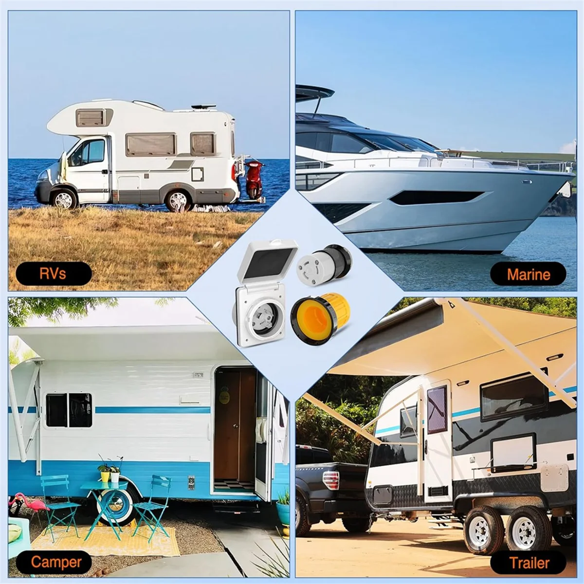 A88X 30AMP RV مداخل الطاقة منفذ الشاطئ طقم الطاقة ث/التمهيد الحبل حامي 125 فولت نيما L5-30P L5-30R ذكر موصل سالب التوصيل