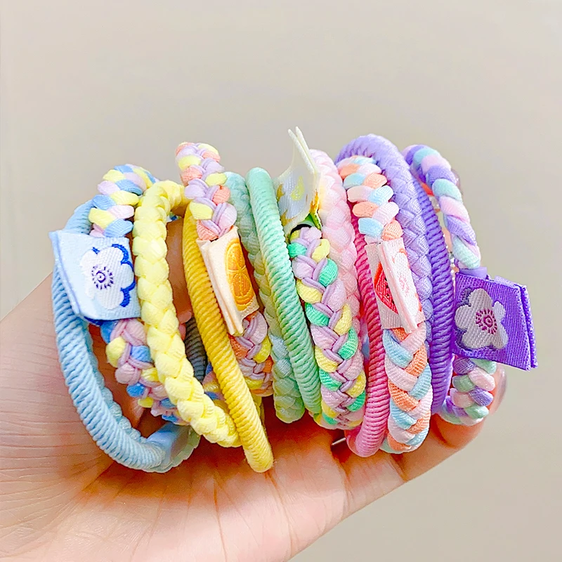 3pcs/set Cute Colorful Woven Hair Bands For Women Girls Hair Tie Bright Color Scrunchie Rubber Band Fashion Hair Accessories