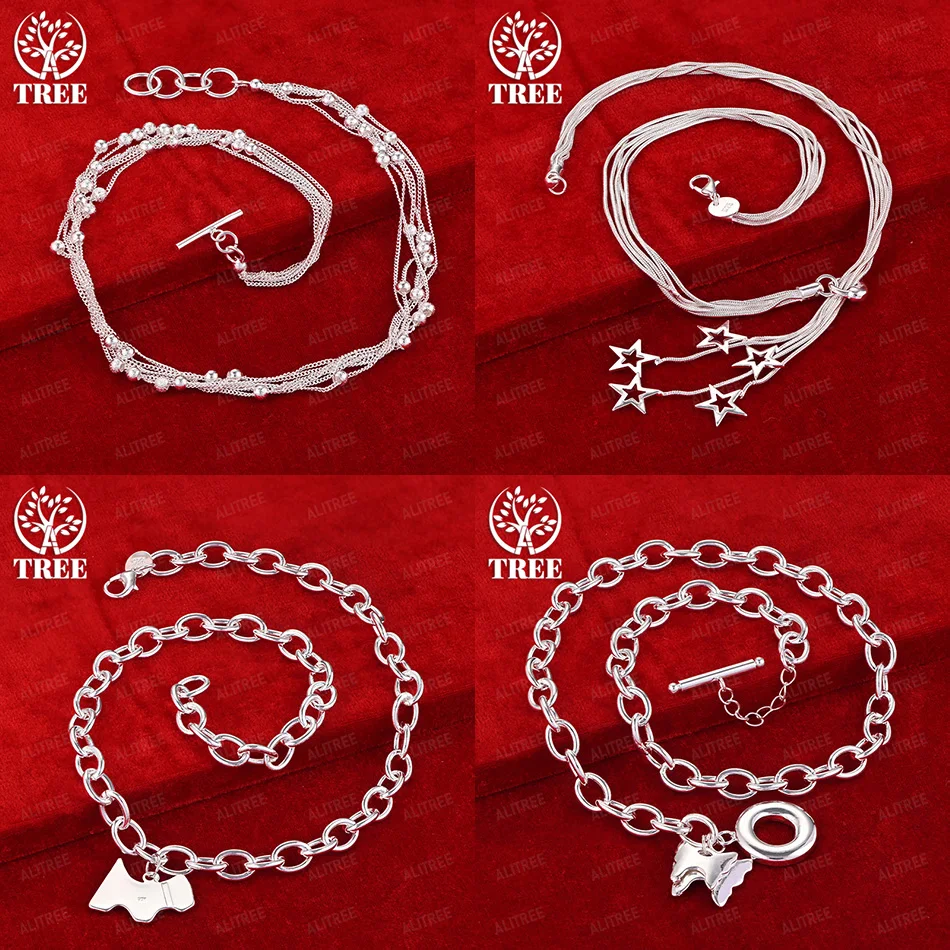 

925 Sterling Silver Star Butterfly Puppy Pendant Beads Necklace For Women Men Party Wedding Engagement Cute Jewelry Accessories