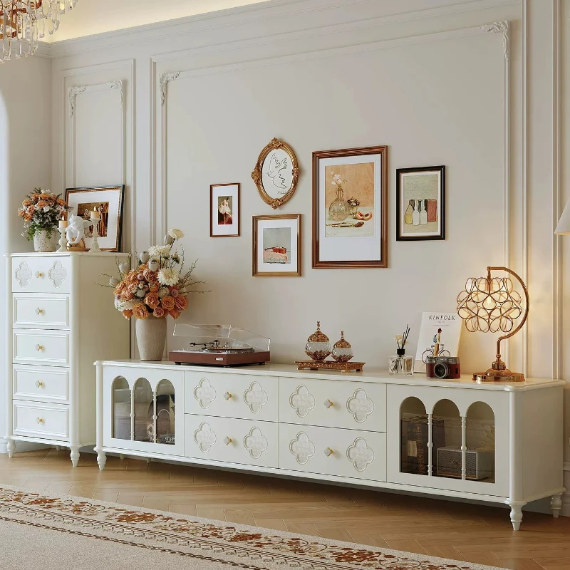 Modern Glass Doors TV Stands Display Space Saving Vintage Wooden TV Cabinets Floor Storage Meuble Salon House Accessories