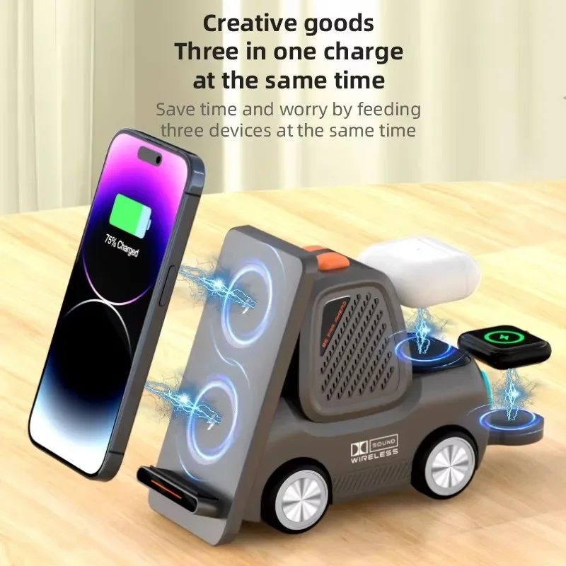 Wielofunkcyjna bezprzewodowa ładowarka biurkowa 5 w 1 Głośniki Blue Tooth Zestaw słuchawkowy 9 V/2 A Uniwersalna podstawka do szybkiego ładowania