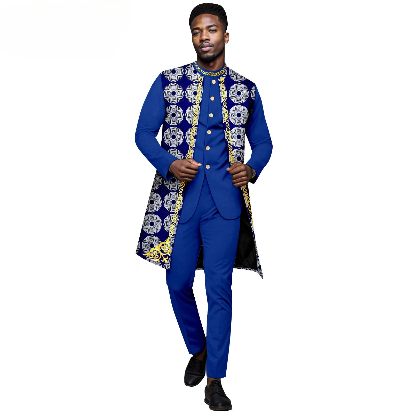 Conjunto de Ropa Traditionnels Áfricaes para Homme, Camisas y viser, Trajes Dashiki, Ropa de Mariage, 3 Piezas