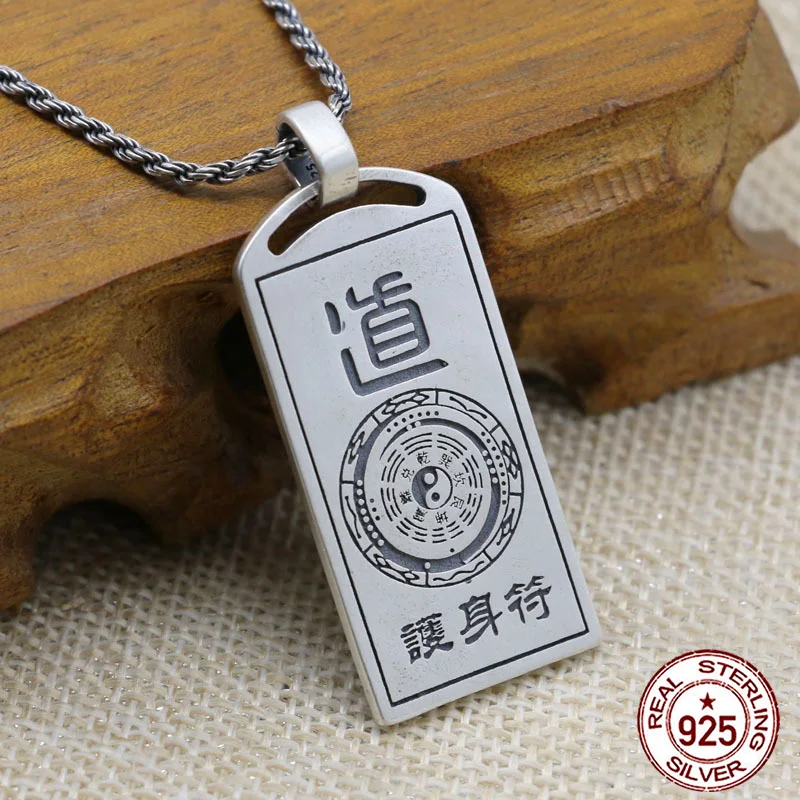 S925 Sterling Silver Pendant Personalized Fashion Tai Chi Bagua Chinese Style Talisman Protector  Design sensation internet