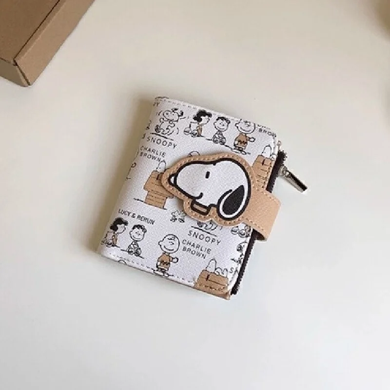 Portamonete Snoopy Portamonete corto per cartoni animati anime Portamonete carino di alto valore con cerniera Porta documenti per studenti Borsa multi slot Donna Uomo Regali di compleanno