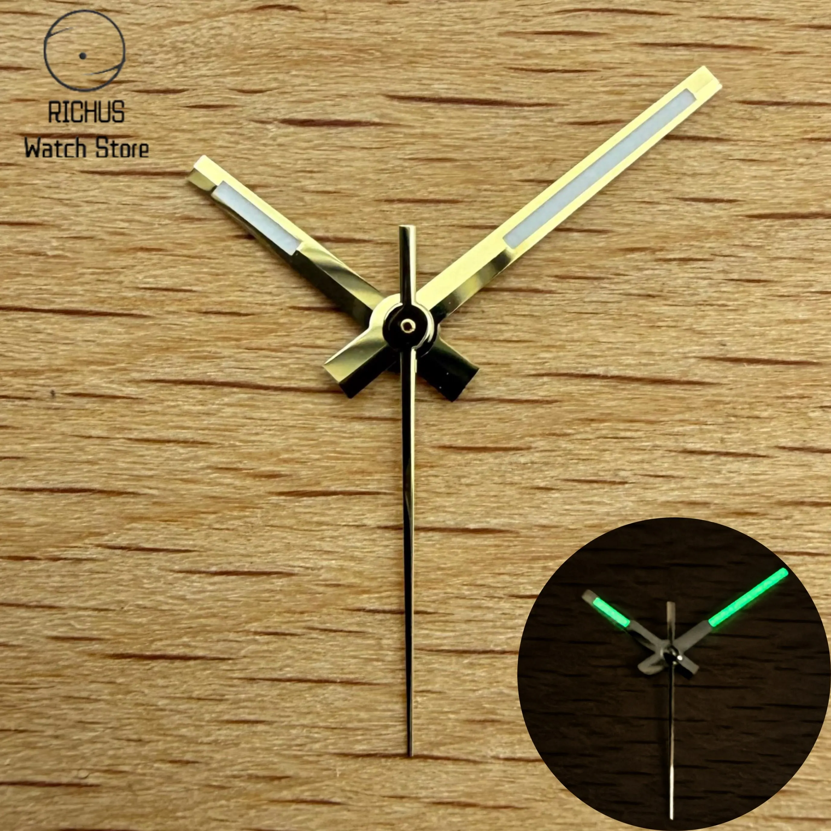 High Quality Vintage VH31 Watch Hands Polished Green Luminescent Pointer For VH31 Quartz Movement Watch Conversion