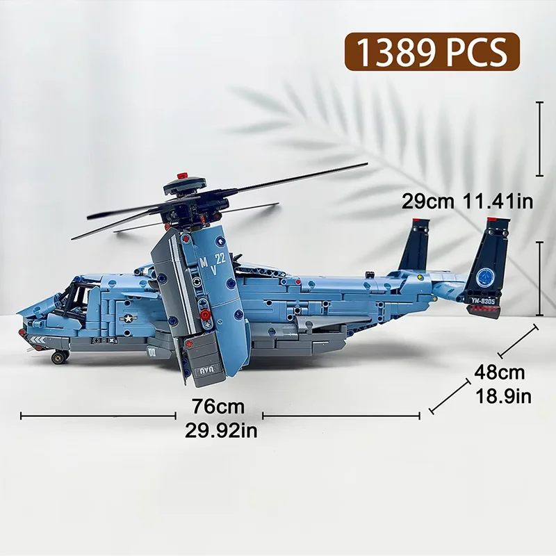 Technologie MOC 1389PCS V-22 Tiltrotor Vliegtuigen Helikopter Bouwsteen Kinderen Militaire Vliegtuig model Bricks Speelgoed home Decor.
