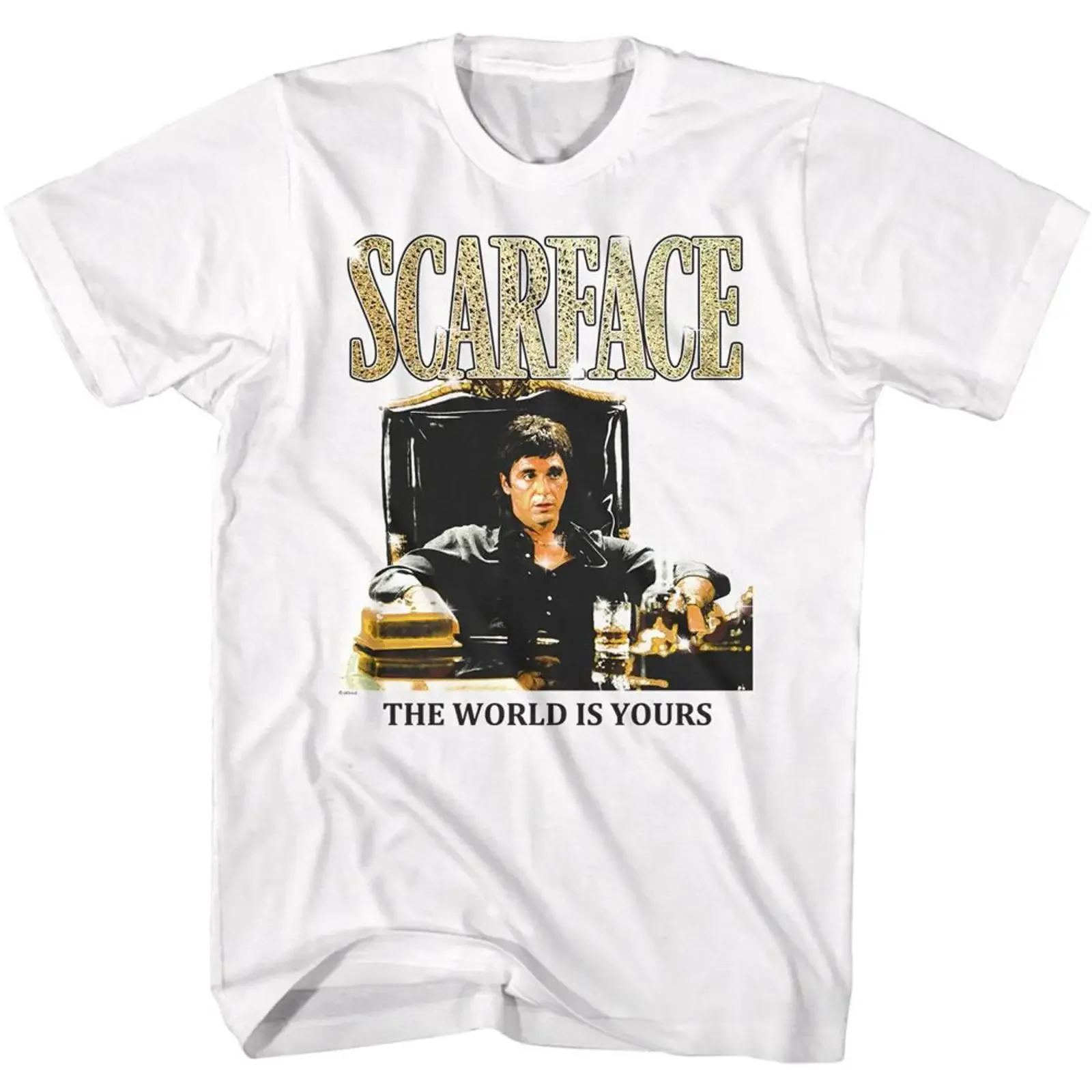Scarface Desk Sit White T Shirt vintage Washed Unisex Breathable Versatile Comfortable fashion Casual Soft homme streetwear