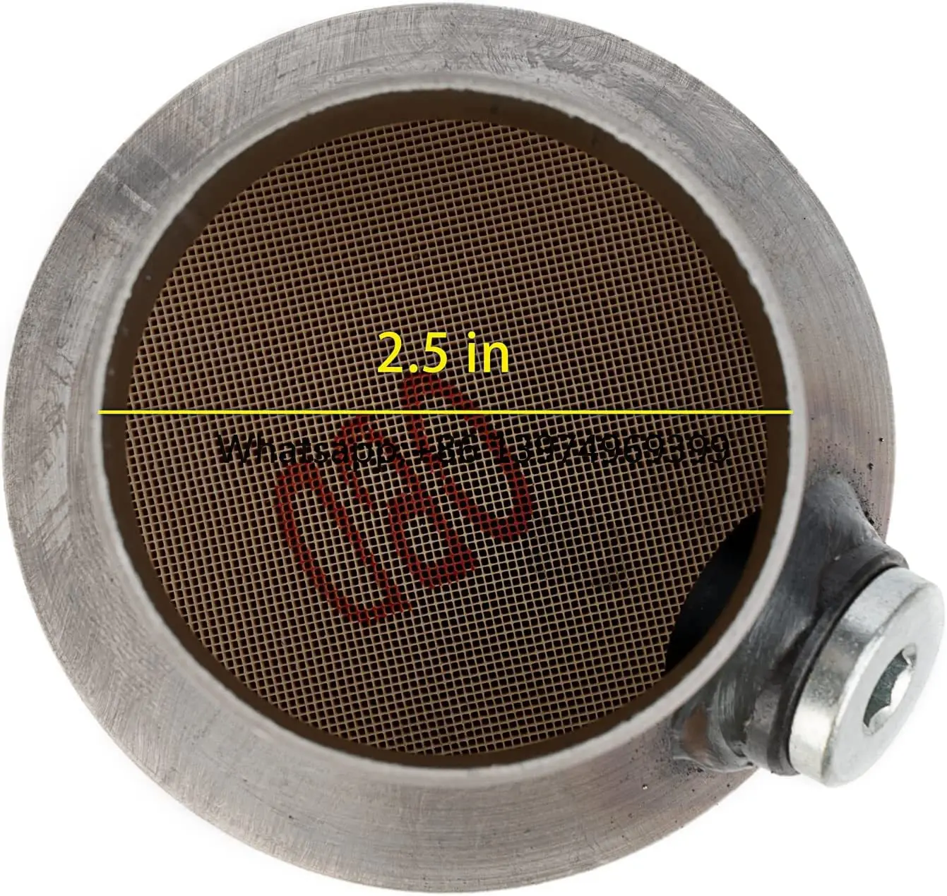 2.5 Inch Inlet/Outlet Universal High Flow Front Catalytic Converter Direct-Fit with O2 Port, Check Engine Light