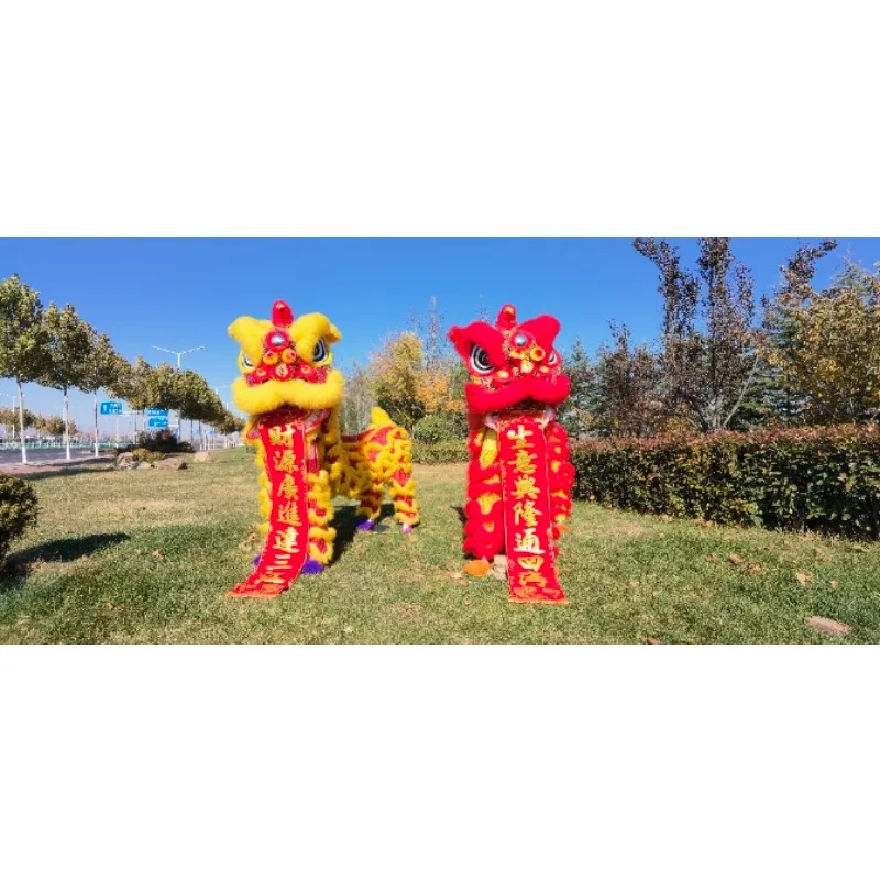 Foshan Australian Wool Lion Dance Mascot Costume Wool Chinese Folk Art Southern Lion Two Adults Cosplay Party Game Advertising