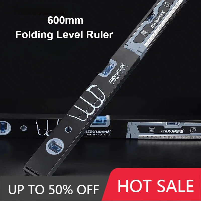600mm Folding Level Ruler High-precision Balance Ruler Strong Magnetic Level Ruler Household Aluminum Anti Fall Measuring Tool