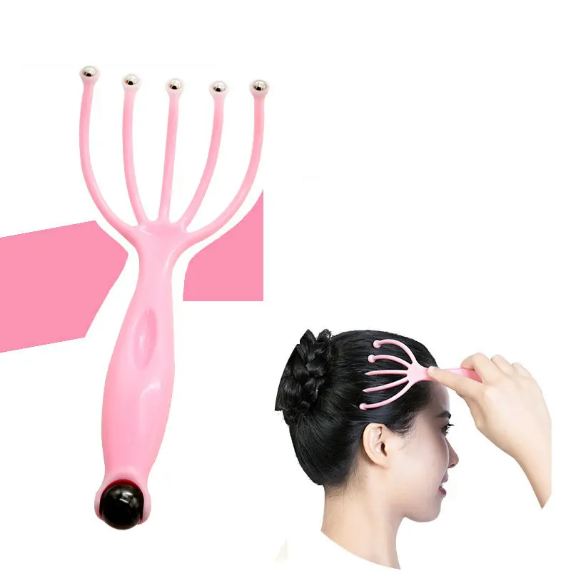 Manual Five-Finger Magnetic Bead Head Massager Plastic Scalp Scratcher Hair Pulling Device for Stress Relief And Itch Relief