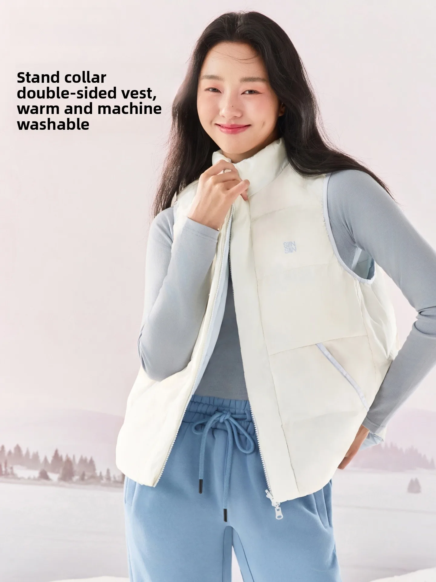 

SIINSIIN Women's Cotton Vest Faionable Lightweight Warm Outerwear Autumn Winter 2025 New Sle Polyester Fiber Zipper Closure