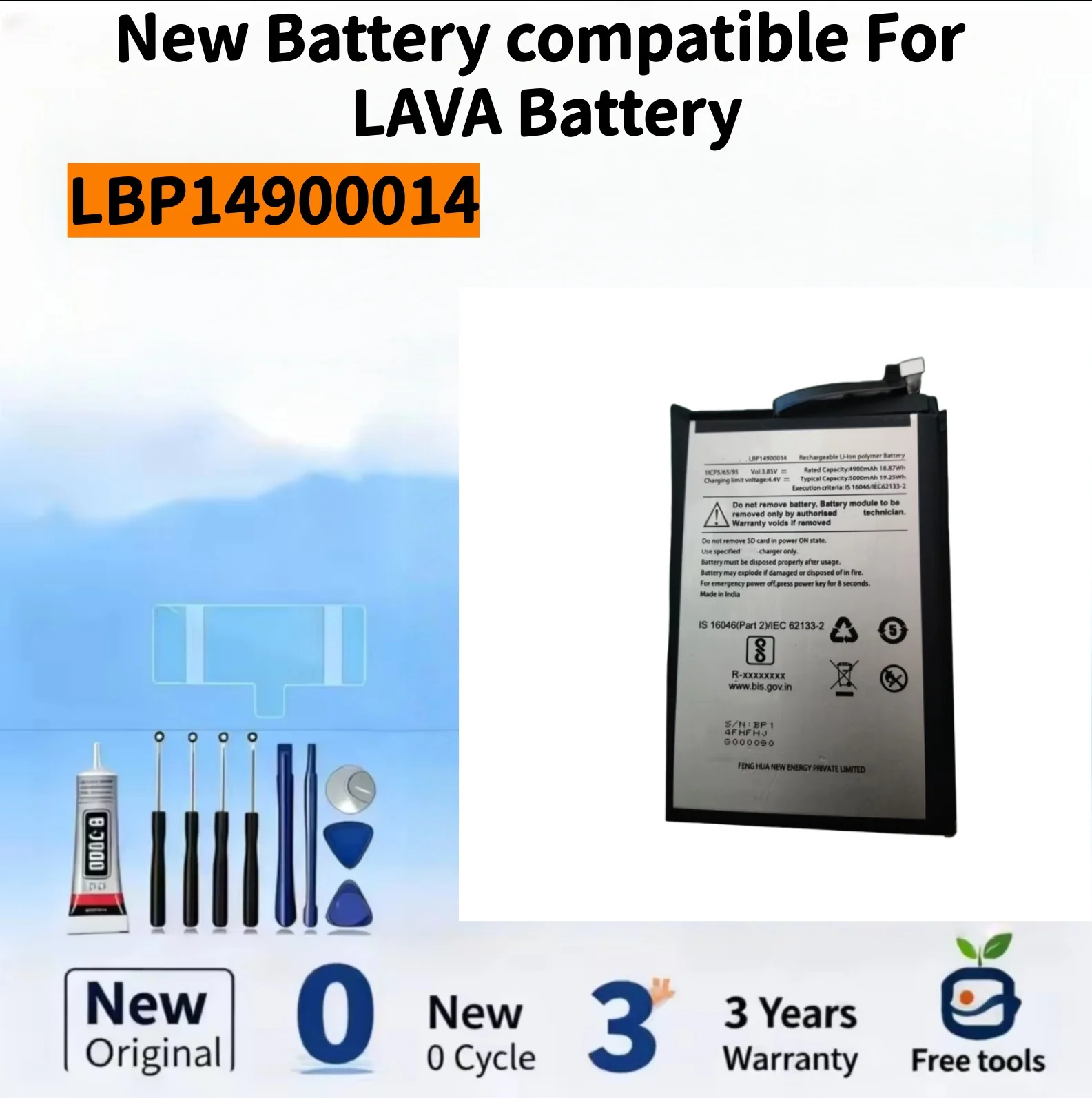 

New Battery Compatible For LAVA LBP14900014 5000mAh Batteries + Free Tools