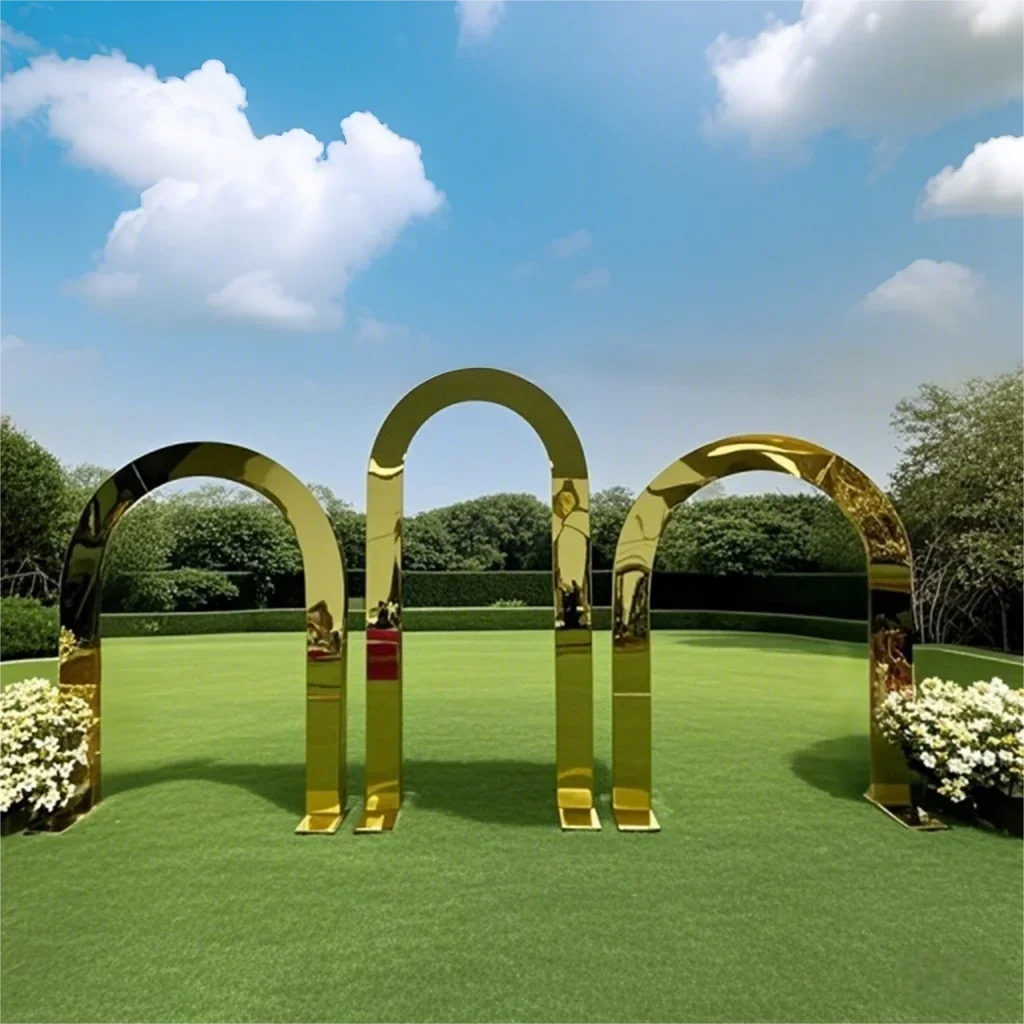 

Stainless Steel Wedding Arch Stand，Geometric Outdoor Backdrop Frame for Christmas/Birthday Party, Festival Event Decoration