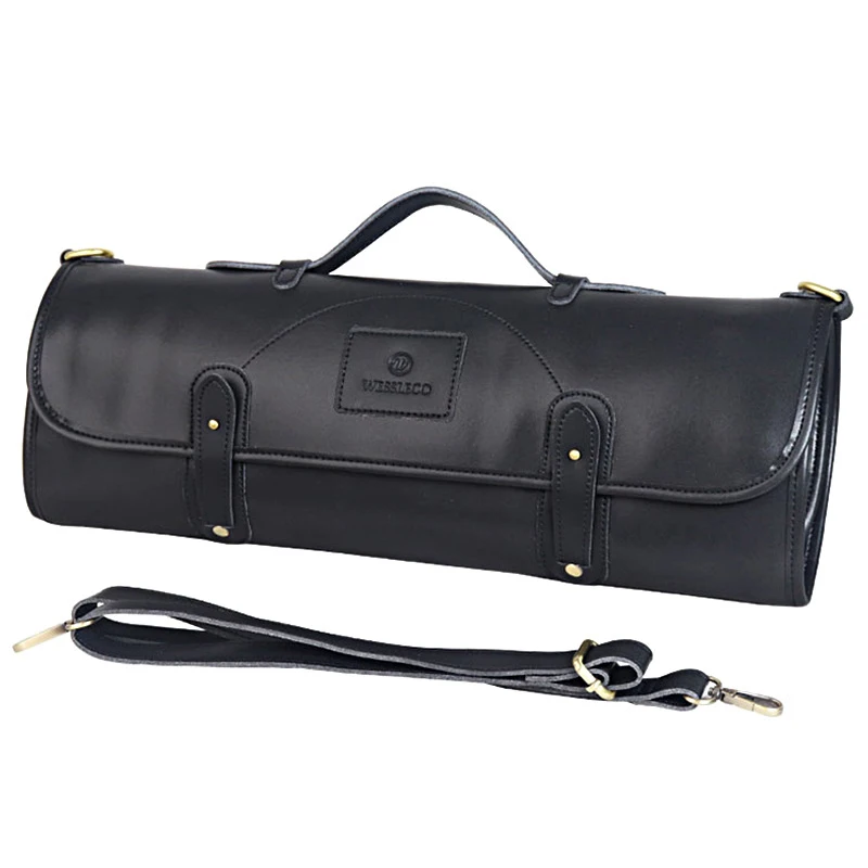 Leather Portable Chef Knife Roll Bag Durable Professional Travel Work Kitchen Knife Storage Pocket Carrying Case Accessories