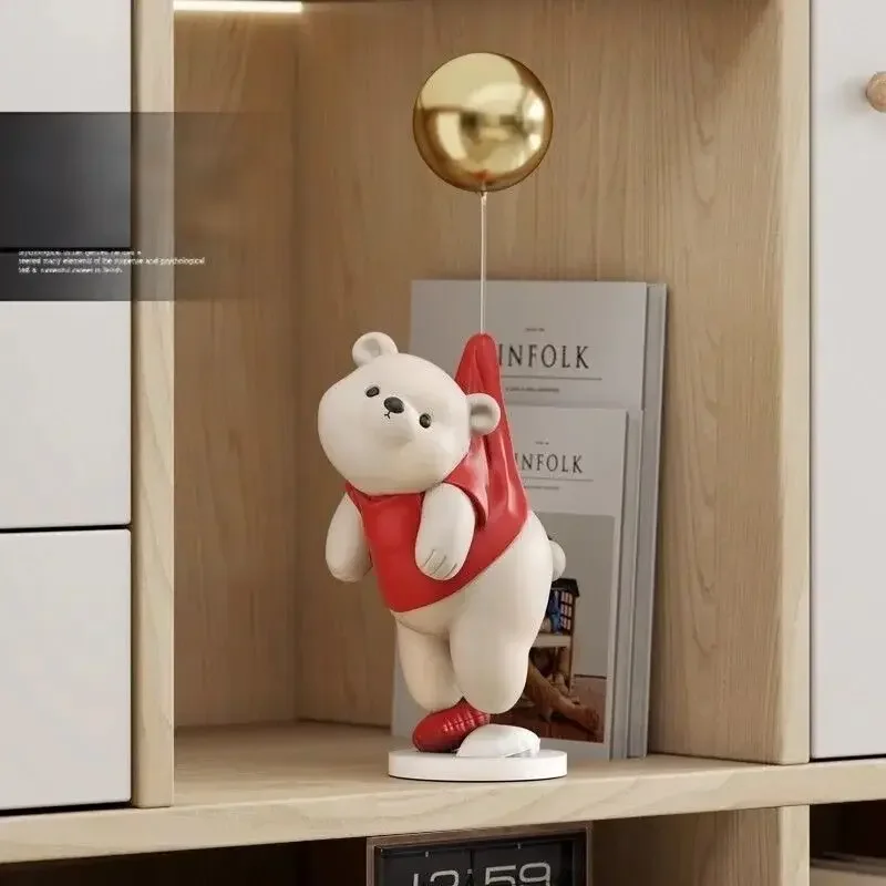 Cute Balloon Bear Resin Statue Ornaments Home Livingroom Entrance Sculpture Decoration Villa Hotel Club Figurines Accessories