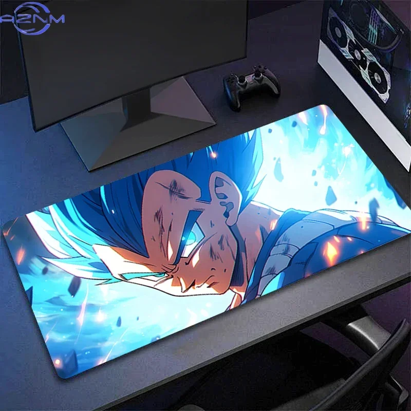 Dragon Ball Super Blue Vegeta Anime Mouse Pad, Rubber Non Slip Gaming Desk Mat, Blue Flame Effect HD Print Mouse Pad, Smooth Sur