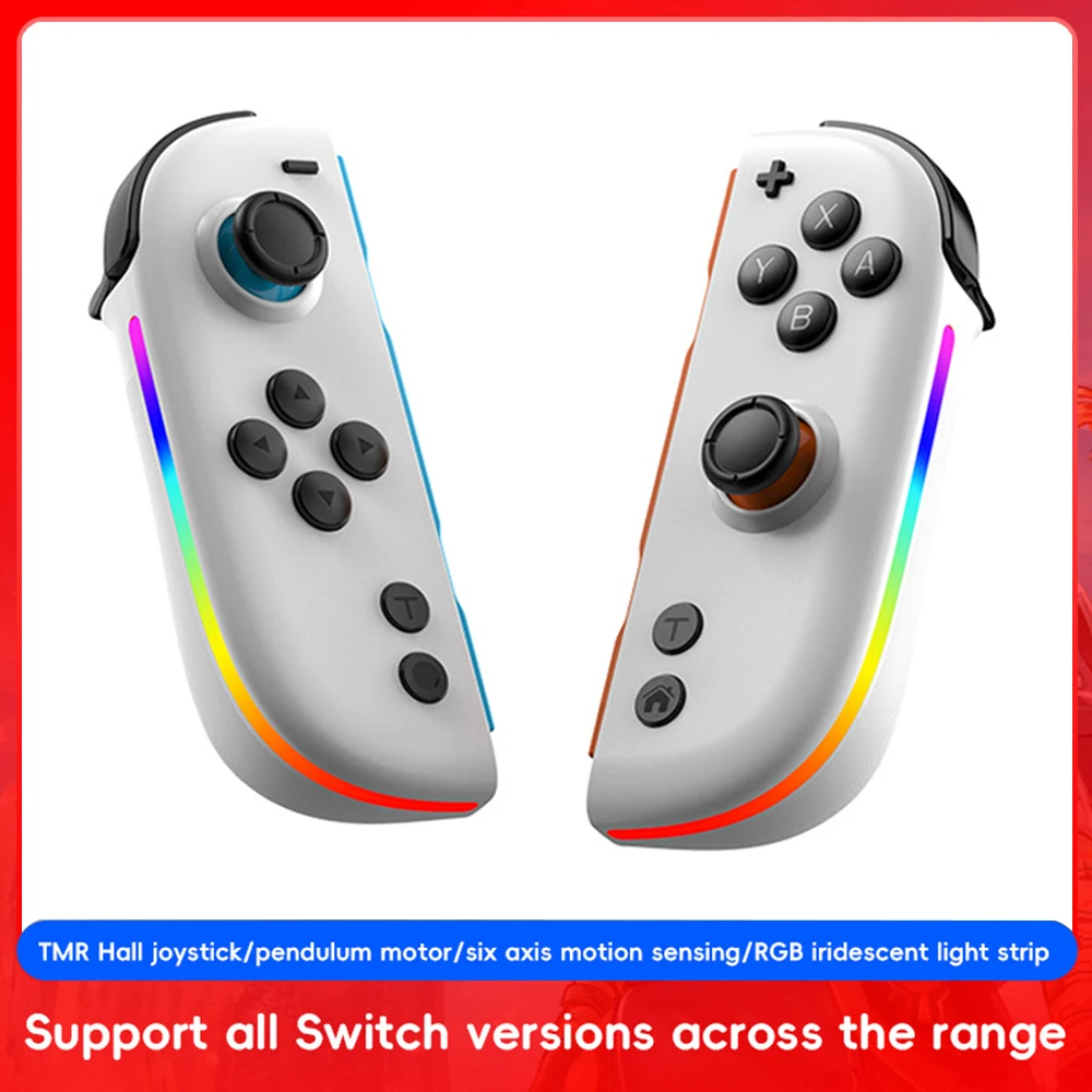 

JOY-05 Wireless Gamepad for Switch Joycon with Hall Joystick,6-Axis Gyro, Dual-Motor Vibration, 5.3 Bluetooth & RGB Lighting