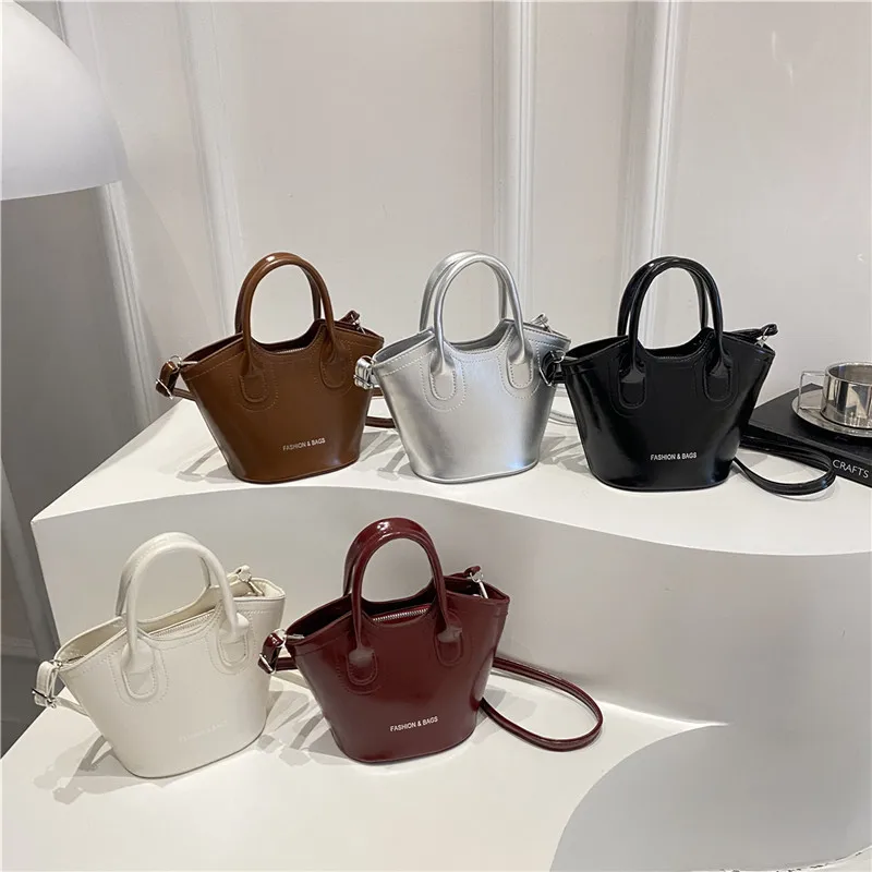 

Korean Foreign Style Trend Gentle 2025 Large Capacity Solid Color New Design Portable Shoulder Crossbody Bucket Bag