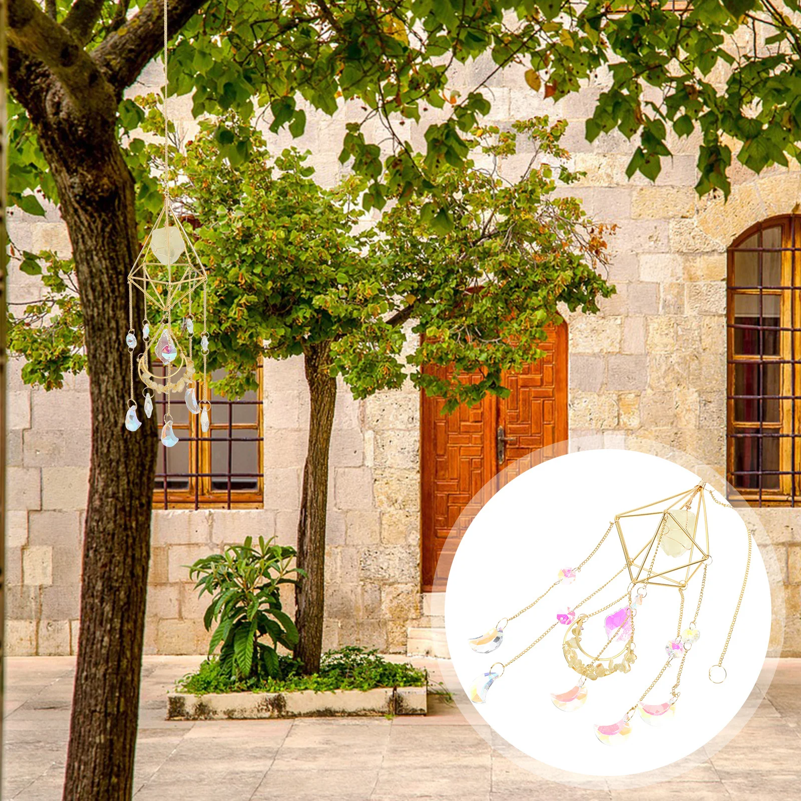 

Natural Crystal Sun Catcher Hanging Decoration Indoor Wind Chime Crystal Prism Window Pendant Art