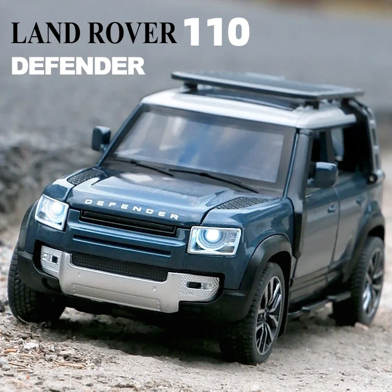 

Моделирование 1/32 Land Rover Defender, модель автомобиля из сплава со звуком и светом, металлическая модель внедорожника, литая под давлением игрушечная техника, домашний декор Voiture