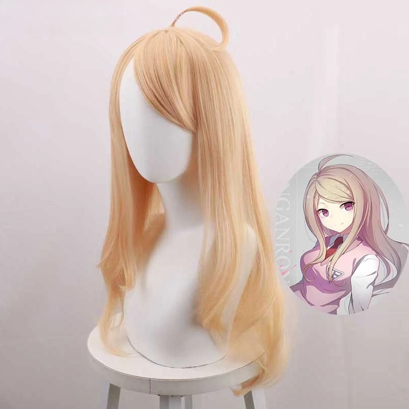 

New Danganronpa V3 Akane Owari Cosplay Wig Yellow Side Bangs Anime Wig High-temperature Silk Rose Inner Network