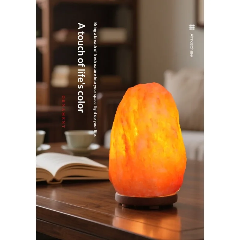 مصباح ملح الهيمالايا المستوردة مصباح الصخور الطبيعية فنغ شوي زخرفة غرفة نوم النوم ليلة محظوظ الإبداعية مصباح أرضي LED
