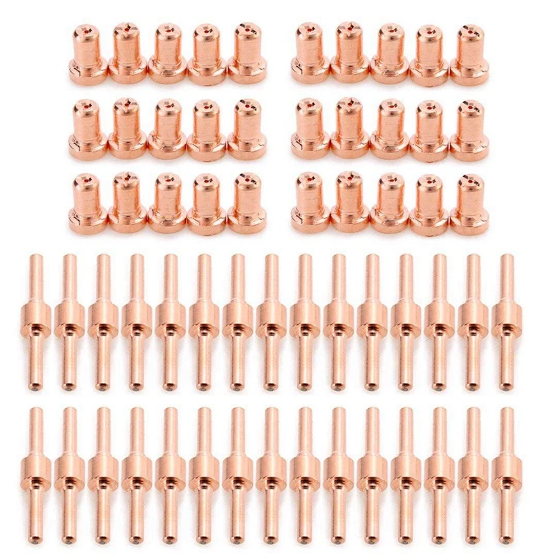 120 Stuks Rood Koper Verlengde Lange Plasma Cutter Tip Elektroden & Nozzles Kit Verbruiksmateriaal Voor Pt31 Lg40 40a