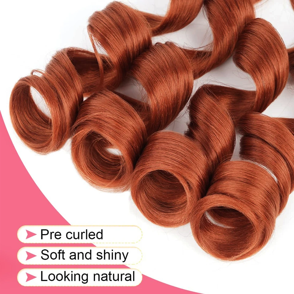 Extensiones de cabello para trenzas French Curls, rizos españoles, onda suelta, rizos en espiral, alta temperatura para mujeres negras 6