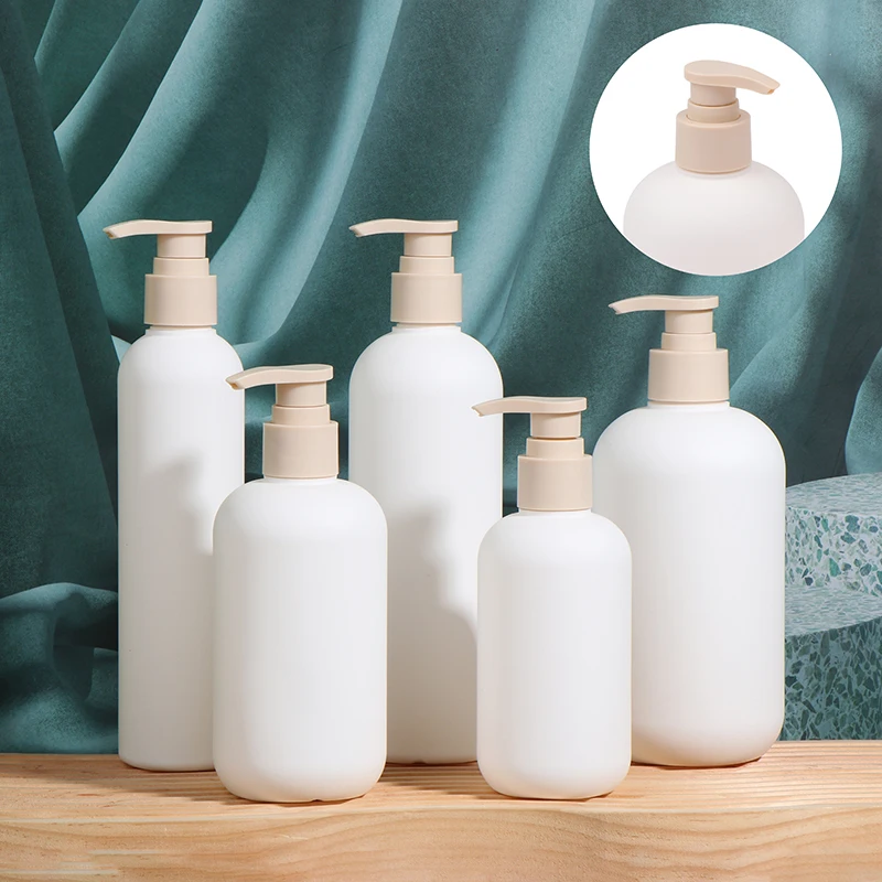 【200-500 ml weiße leere Plastikflasche mit Pumpkopf für Lotion und Shampoo, hochwertige Kosmetikflaschen, Acryl-Pumpkopf, nachfüllbar】
