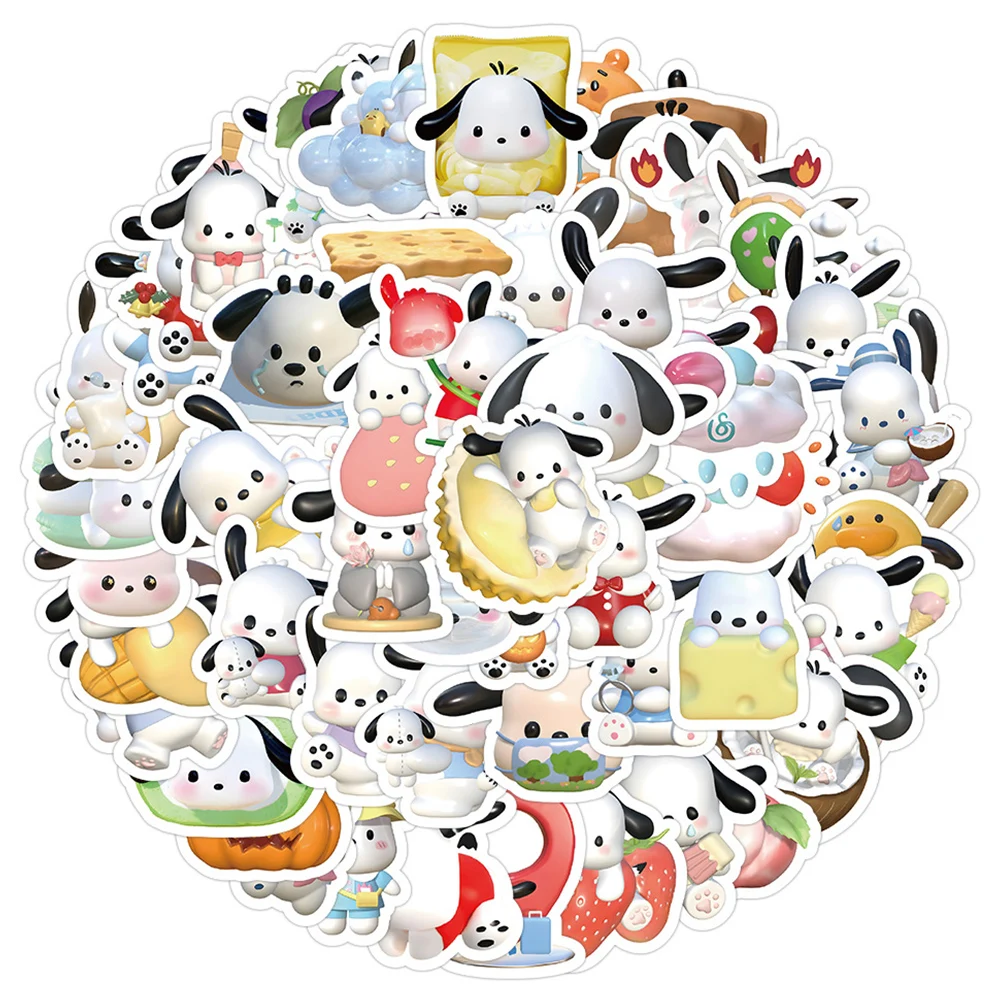 Pochacco-pegatinas divertidas de dibujos animados para niños, calcomanías de Anime Sanrio, juguete para botella de agua, Maleta de teléfono,