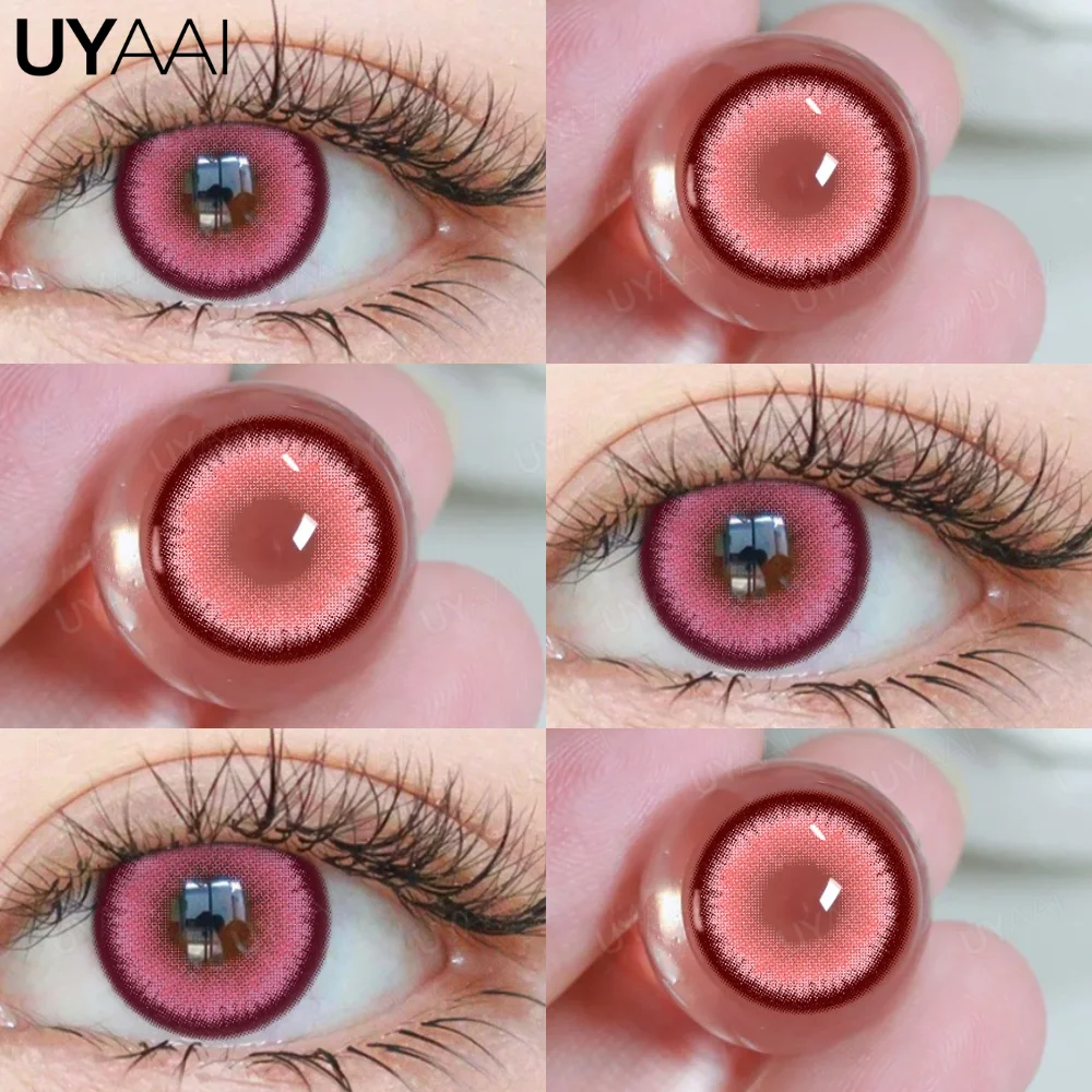 UYAAI 1 Pair Anime Pink Lenses for Eyes Cosplay Lenses for Halloween Nezuko Colorcon y2k Eye Contacts